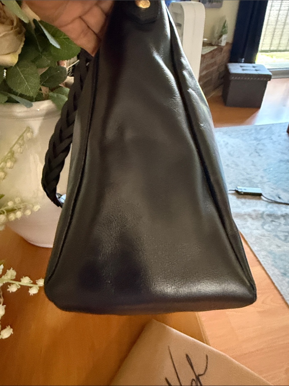 Patricia Nash Black Leather Braided-Handle Shoulder Bag - Picture 5 of 16